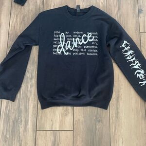 Gildan Black Crewneck Sweatshirt with White "Dance" Graphic